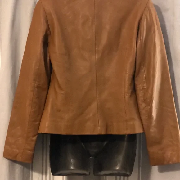 Ann Taylor womens Carmel real leather jacket - Picture 4 of 6